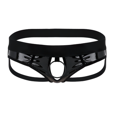 Men's Faux Leather Open Back Bikini / Hollow Out G-string Sexy Underwear With Metal O-Ring - EVE's SECRETS